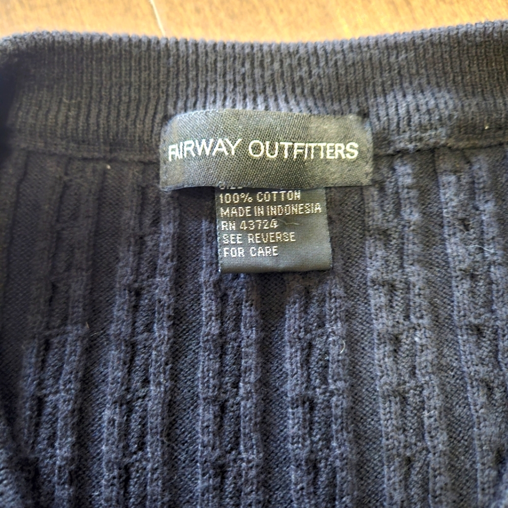 Fairway Outfitters‎ XXL Mens Black Cable Knit V Neck Golf Vest Logo Cotton - Picture 4 of 6